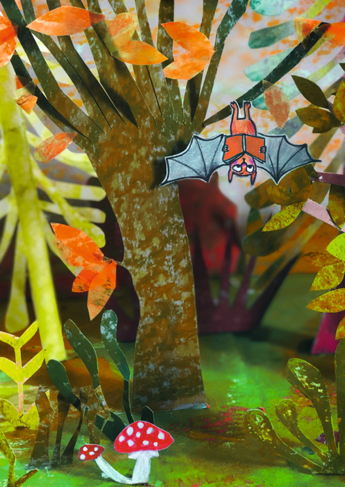 Fledermaus mit Buch Fledermaus mit Buch