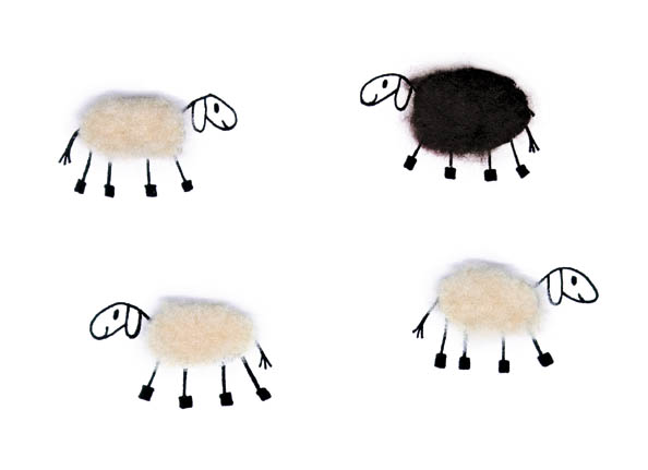 Plüschkarte "Herde-Schwarzes Schaf"