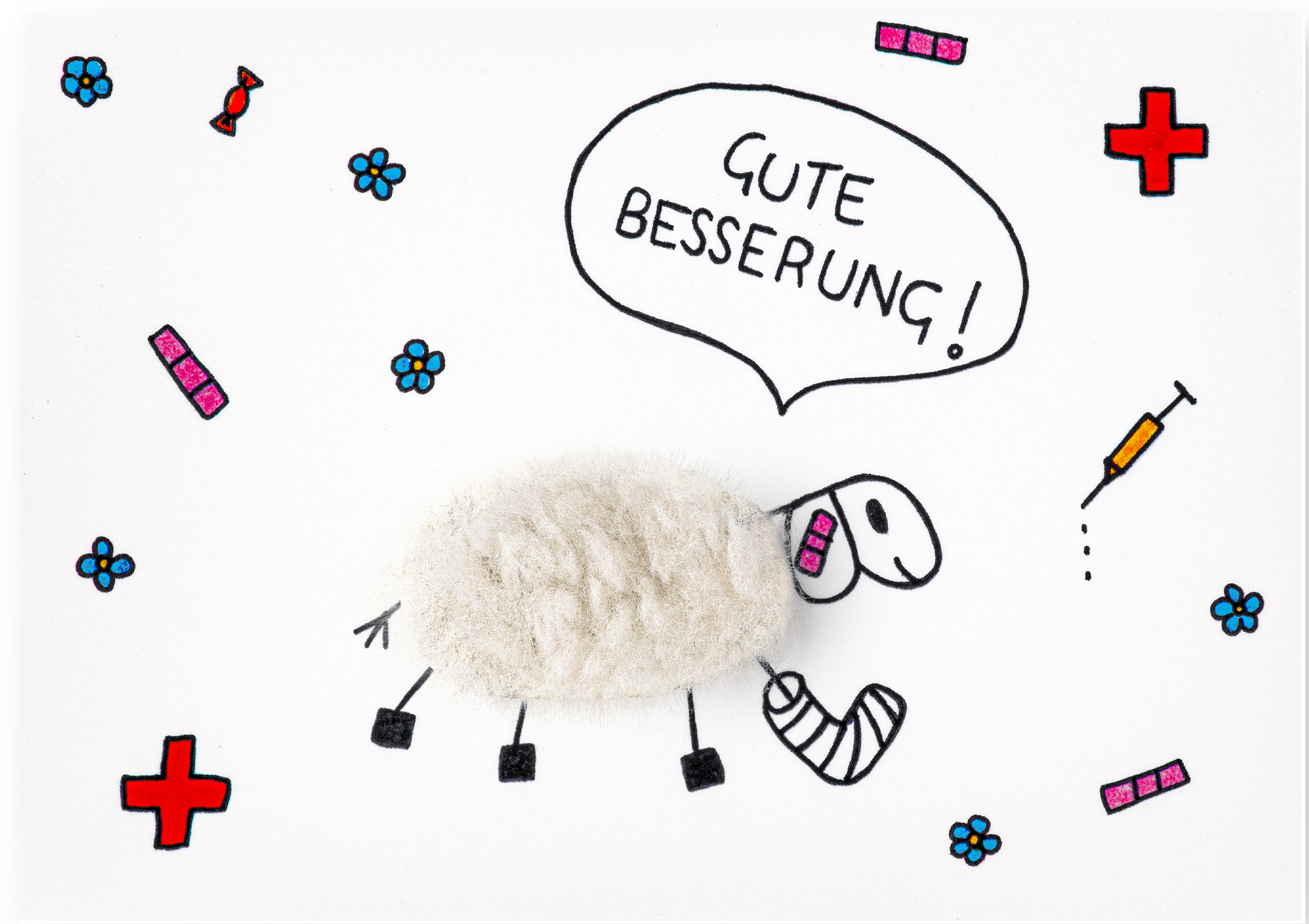 Plüschkarte "Gute Besserung"