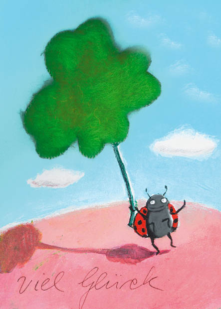 20129 Plüschkarte "Käfer mit Klee"