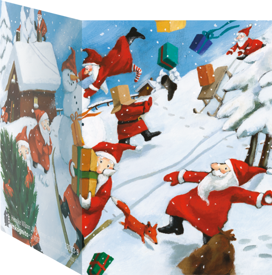 33023-9 Minikärtchen "Weihnachtsmänner"