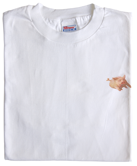 Weißes T-Shirt mit "Autobahnsau", XXXL